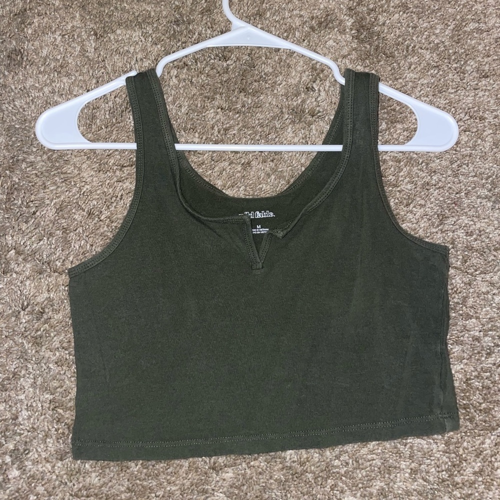 green cropped tan top
